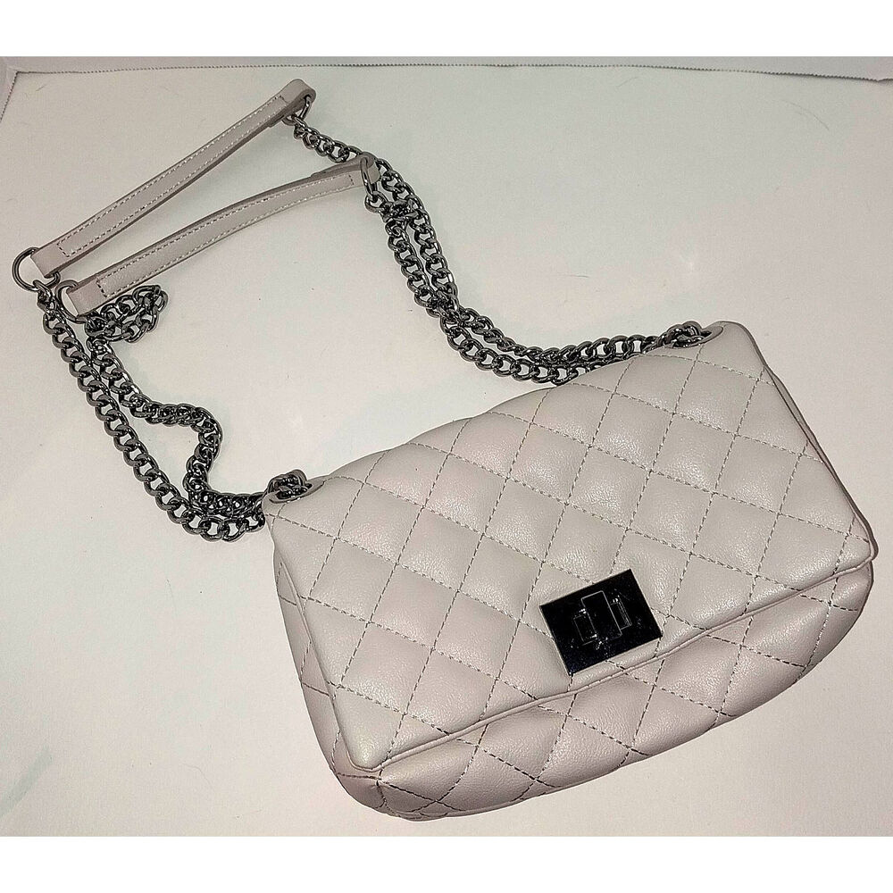 I.N.C. Quilted White Satchel W/ 2 Way Gold Chain NWOT